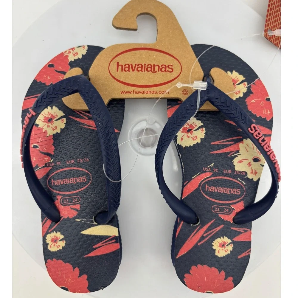 HAVAIANAS Kids Flip Flop Bundle 2 Pair NEW Thong Shoe Blue Beach Toddler 9 11 12